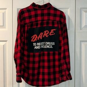 Red and black D.A.R.E flannel med